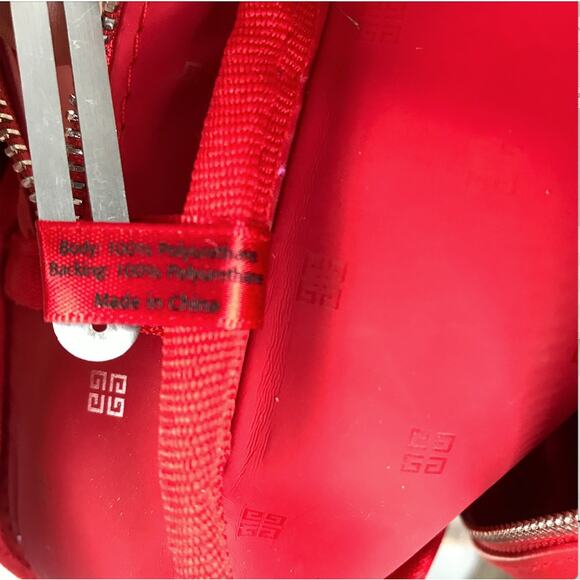 GIVENCHY Parfums Embossed Pouch Clutch Red Zip Cosmetic Makeup Travel Designer - Picture 9 of 10